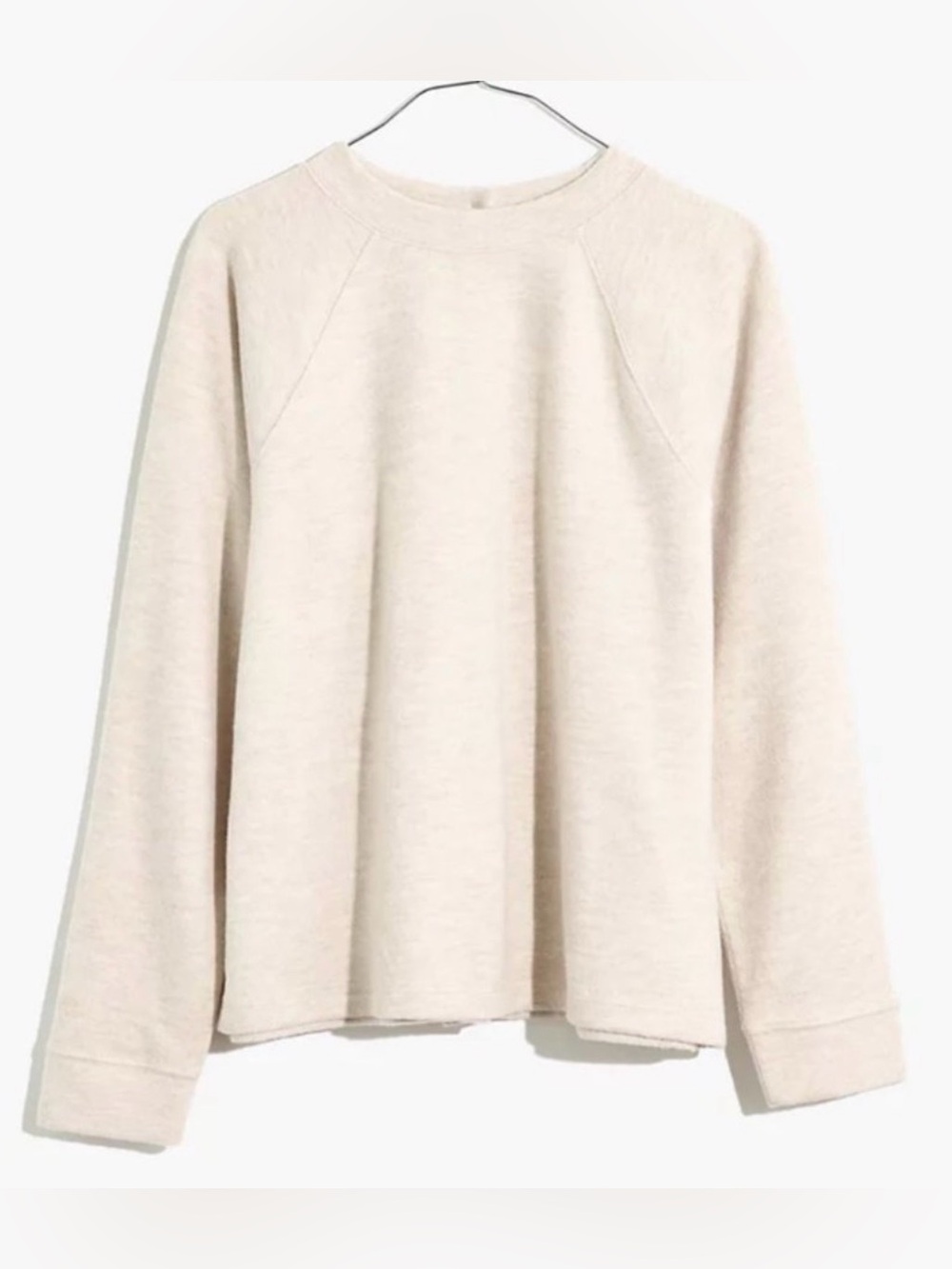 NWT Madewell Cream Button Back Long-Sleeve Crewneck Sweatshirt